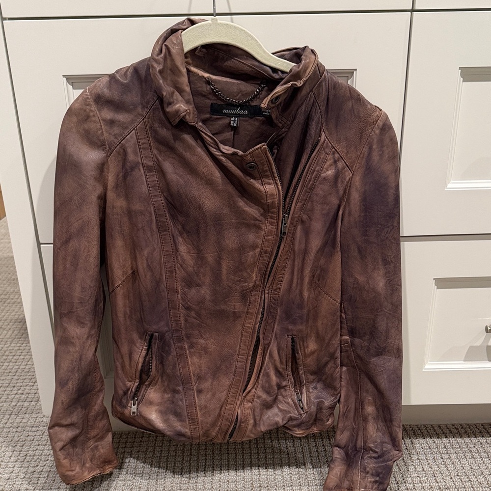 Muubaa Taupe Leather Jacket